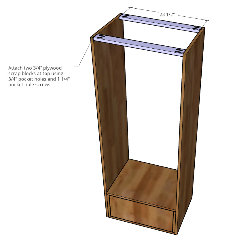 Top supports installed onto bookshelf