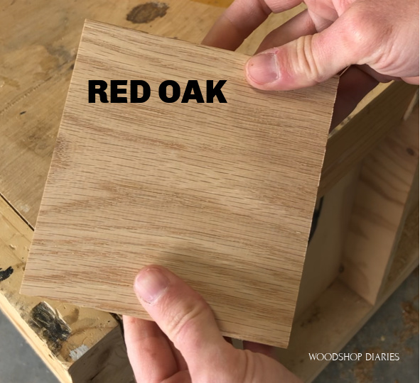 close up image of a piece of red oak lumber