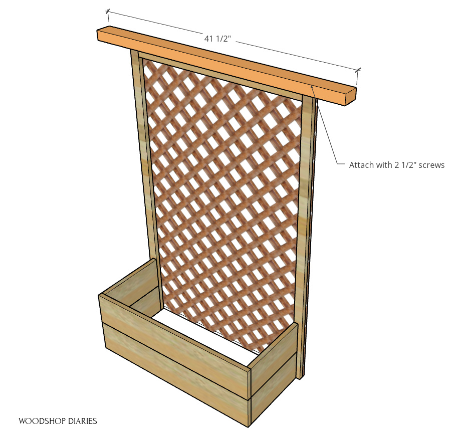 Scrap wood board added to top of trellis