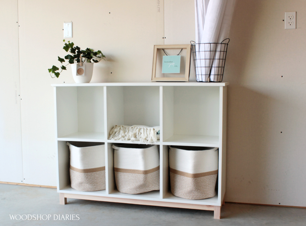 Easy DIY Shelf with Baskets {Step by Step Building Plans!}