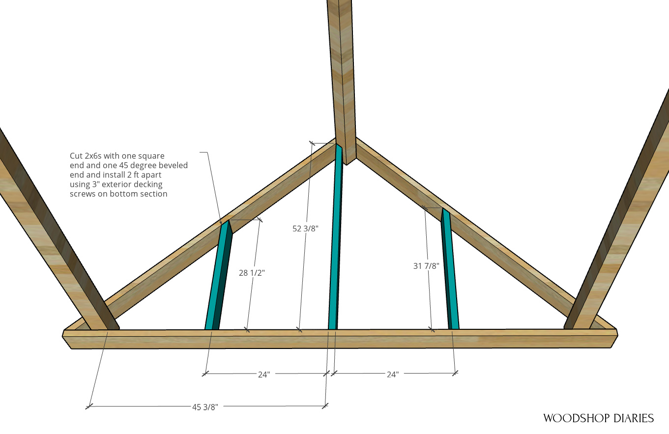 floating deck framing in corner triangle