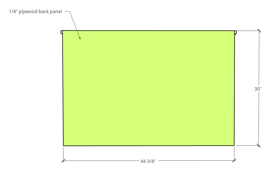 ¼" plywood backer dimensions for back side of DIY shelf