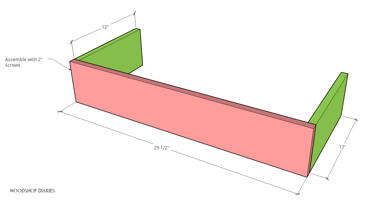 Diagram of partial boxes assembled for planter