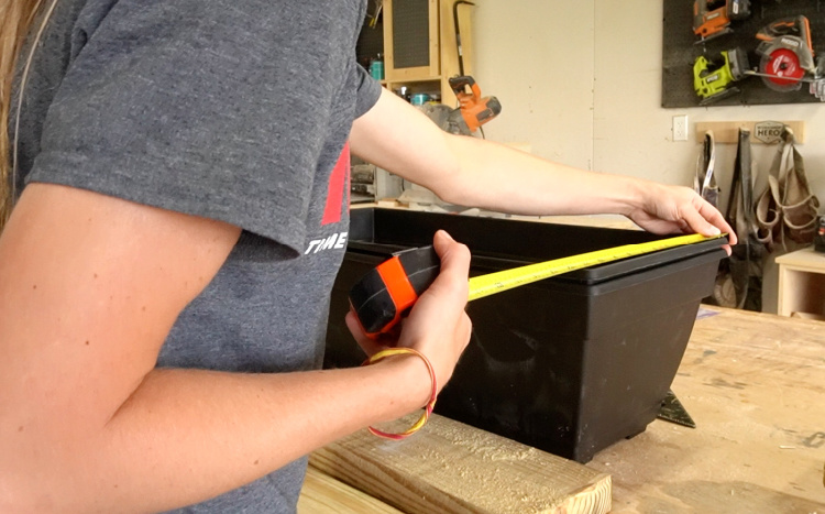 Shara Woodshop Diaries measuring the overall size of the window box planters for planter box