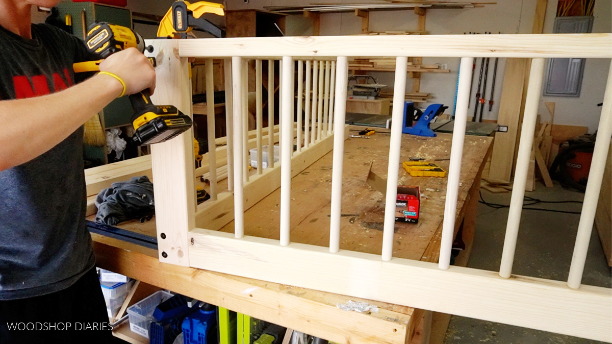 Shara Woodshop Diaries attaching bed sides to bed back panels using timber screws