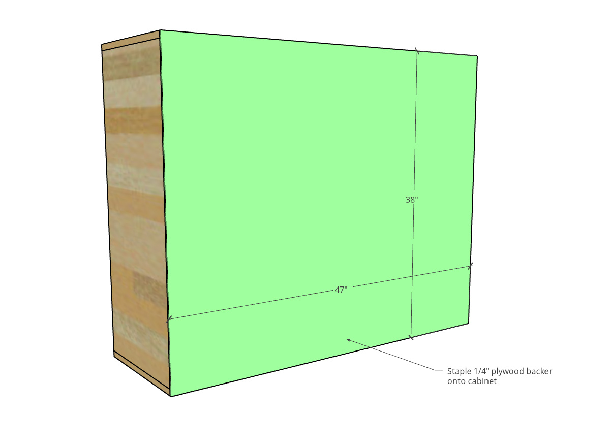 Back panel dimensional diagram for top section of closet