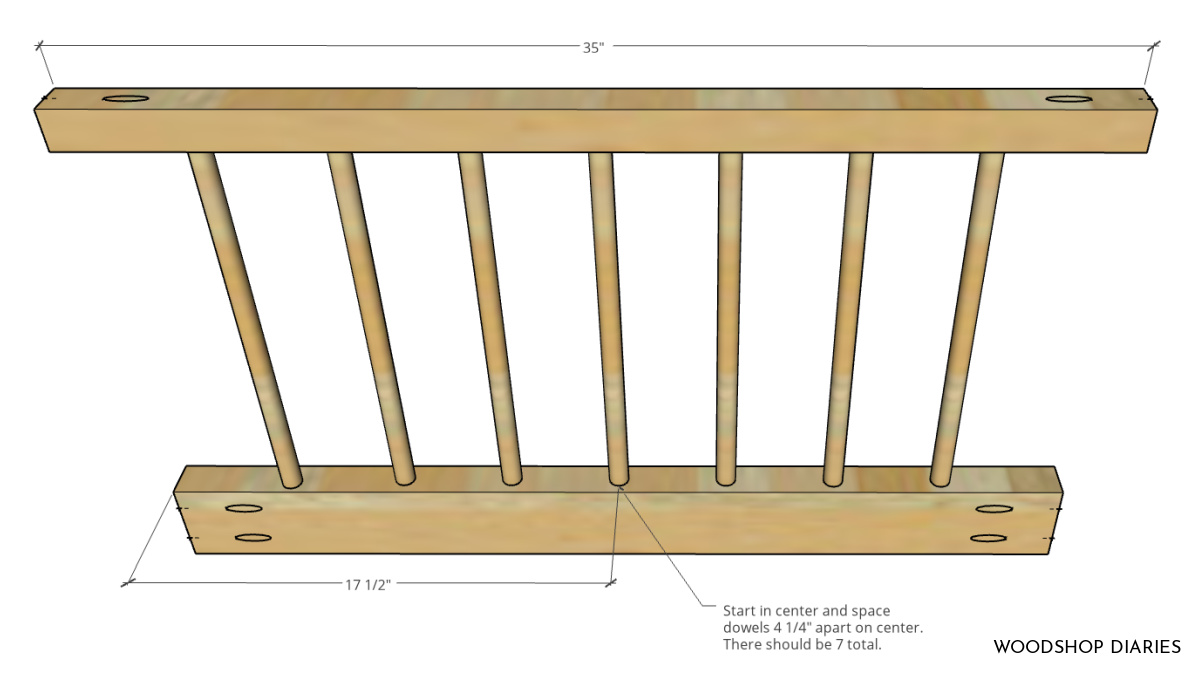 Diagram över twin side toddler floor bed sidoskenor