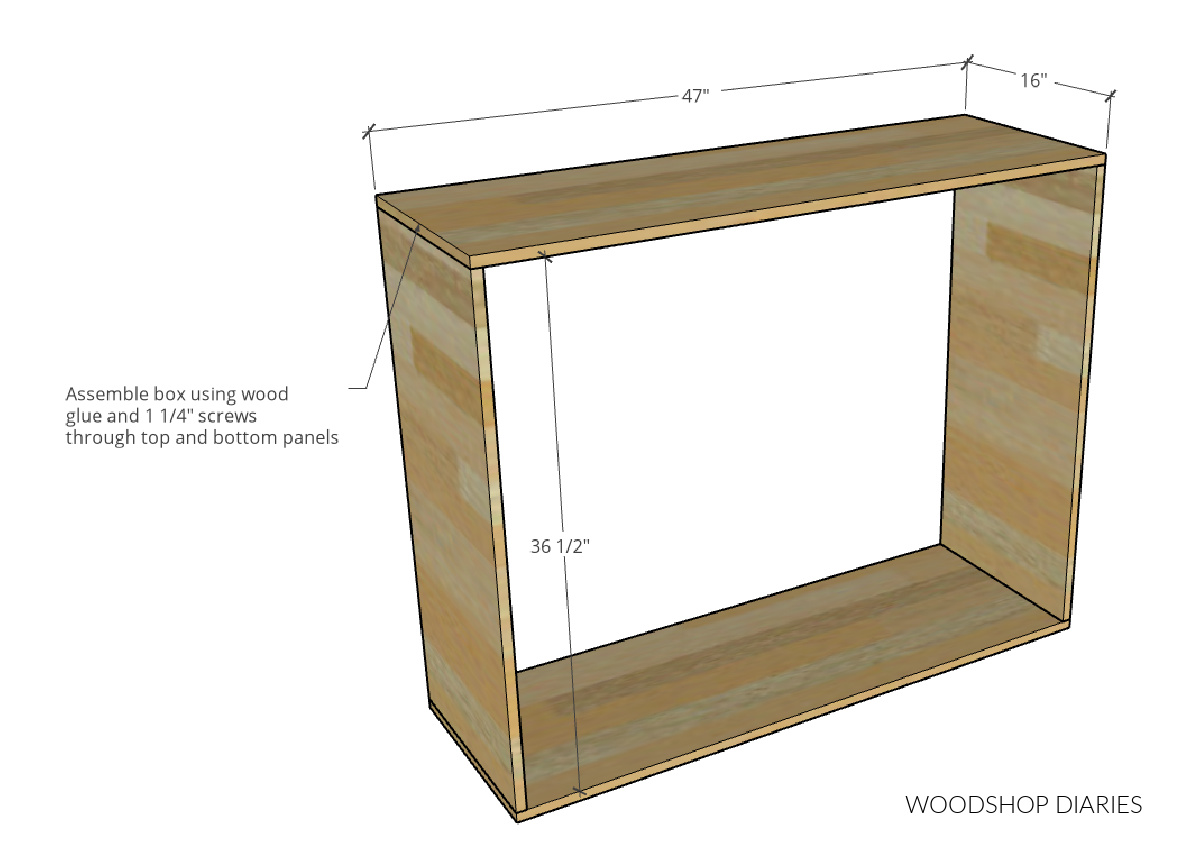 Top section of closet system dimensional diagram