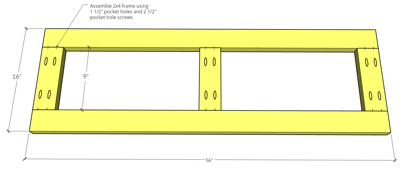 Base assembly for DIY dresser console with mid century modern legs