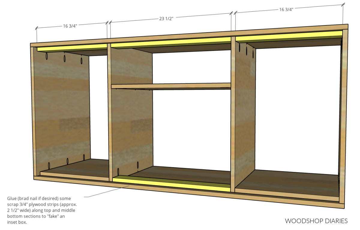 trim pieces installed on top and bottom of console carcass body