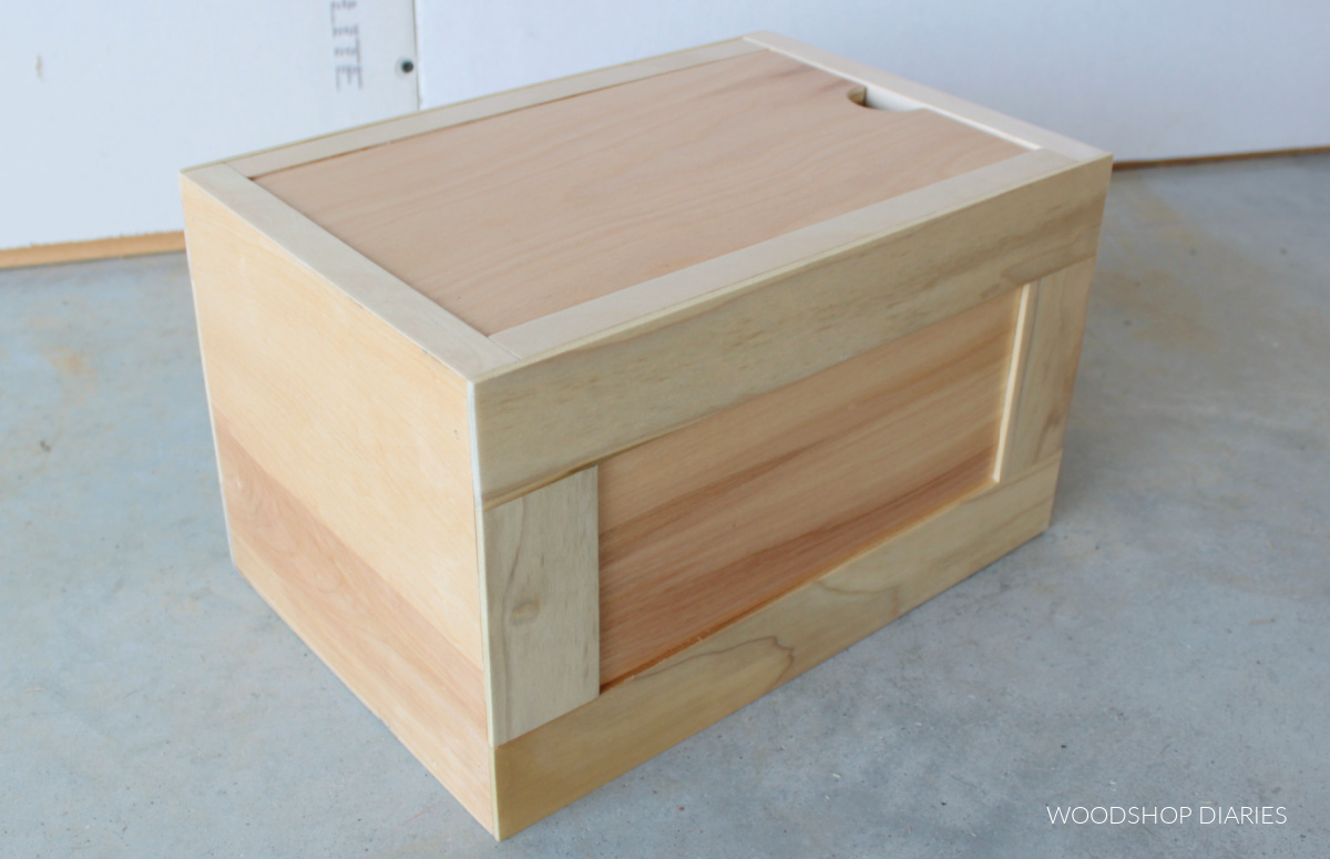 Simple plywood box with lift out lid sat in place 