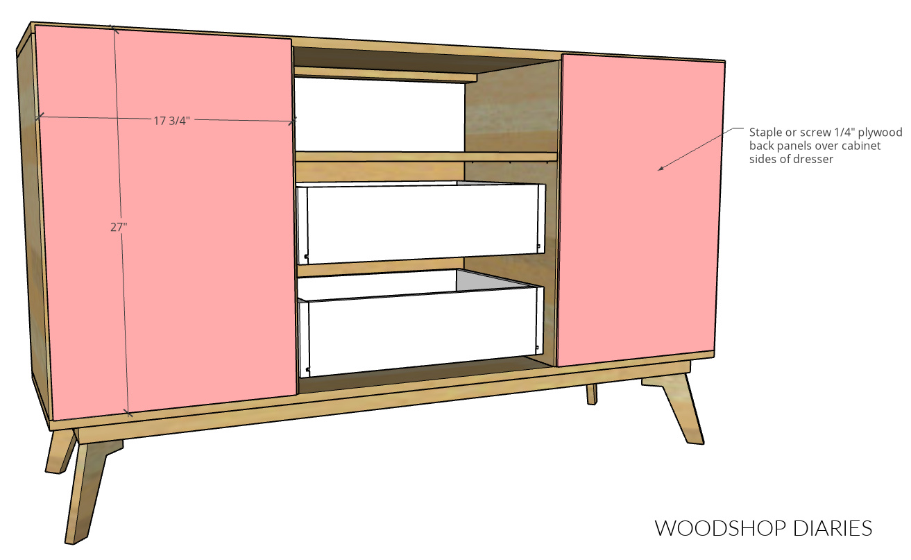 Back panel dimensional diagram