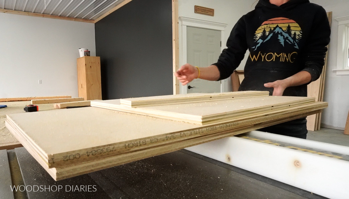 Stack of plywood to make base cabinet