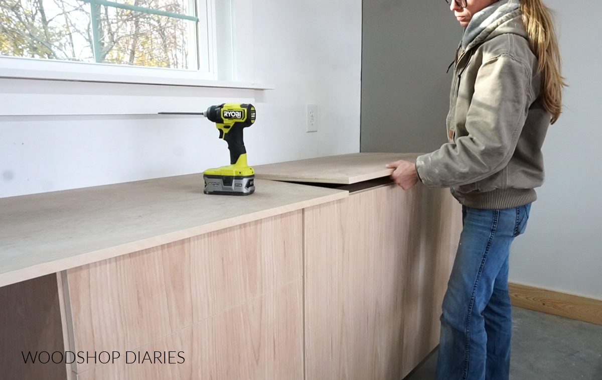 Shara placing small countertop section