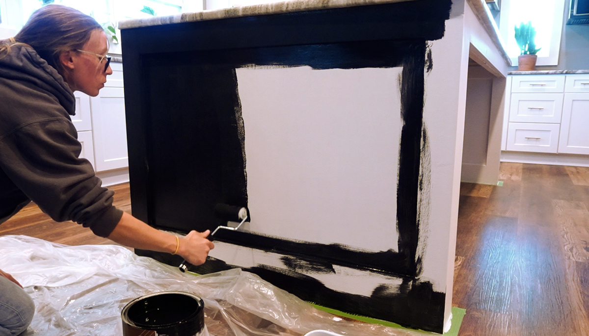 Shara Woodshop Diaries painting DIY kitchen island black