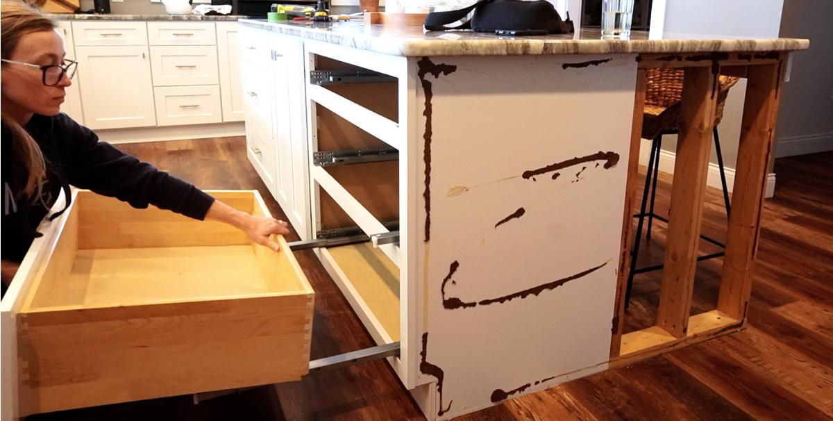 Removing drawers from large kitchen island