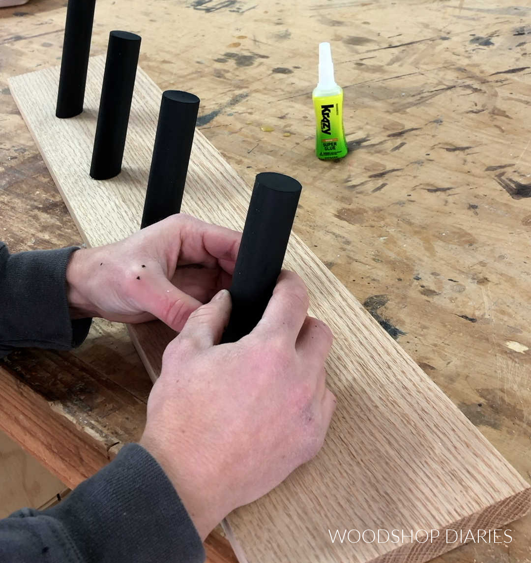 Sticking pegs onto rack board