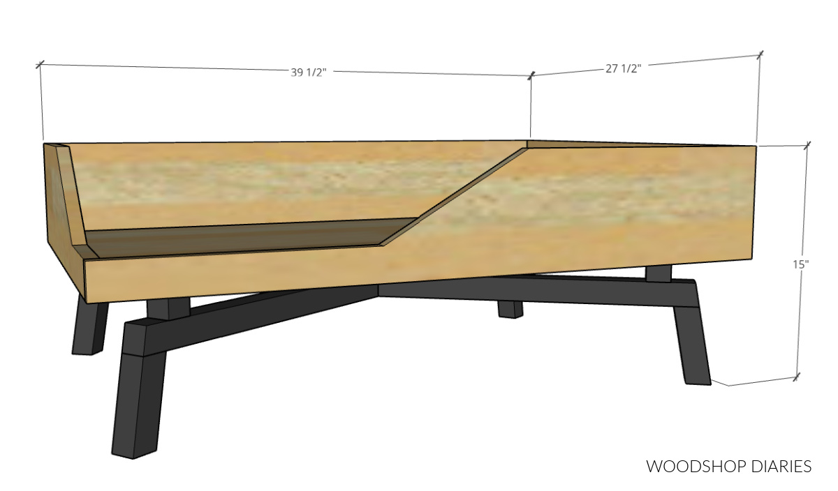 Overall dimensional diagram showing dog bed size