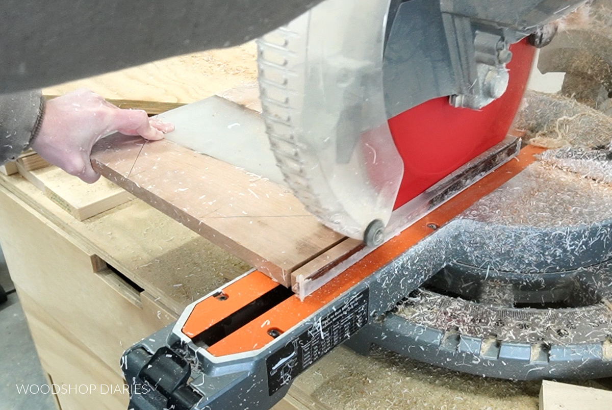 Cutting resin and wood on miter saw
