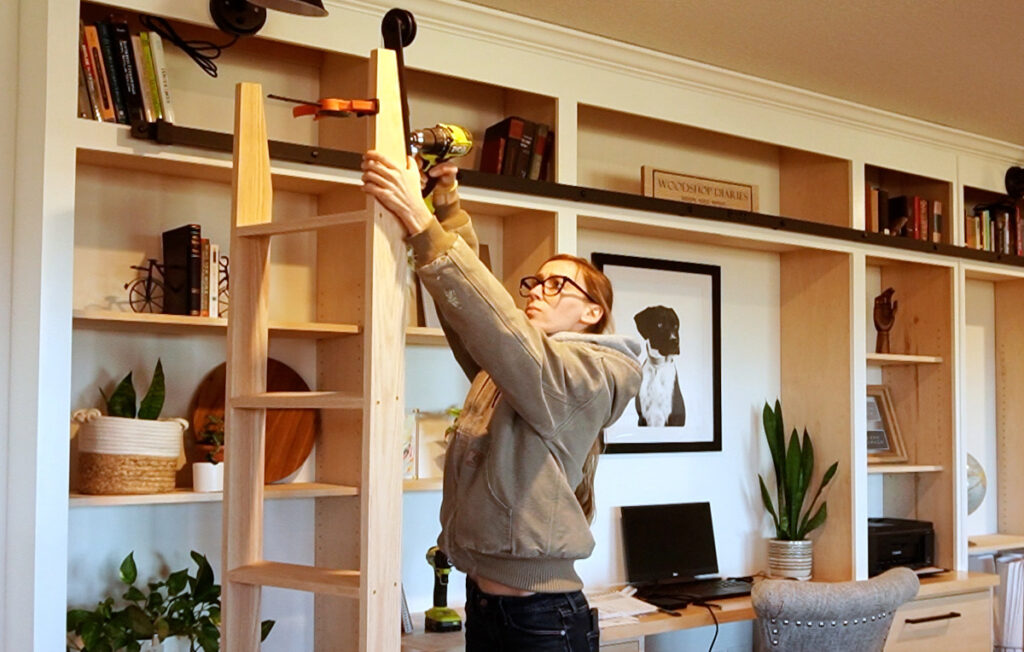 DIY Library Bookshelf with Desk PRINTABLE BUILDING PLANS!