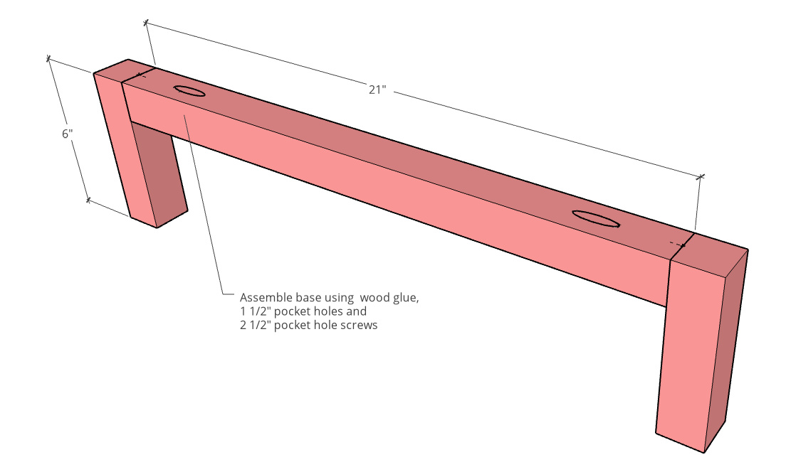 Dimensional diagram of book rack base