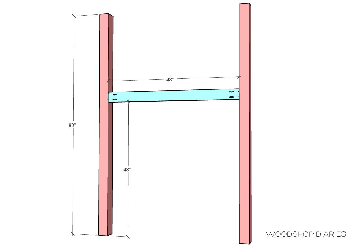 Garden arbor frame computer drawn diagram