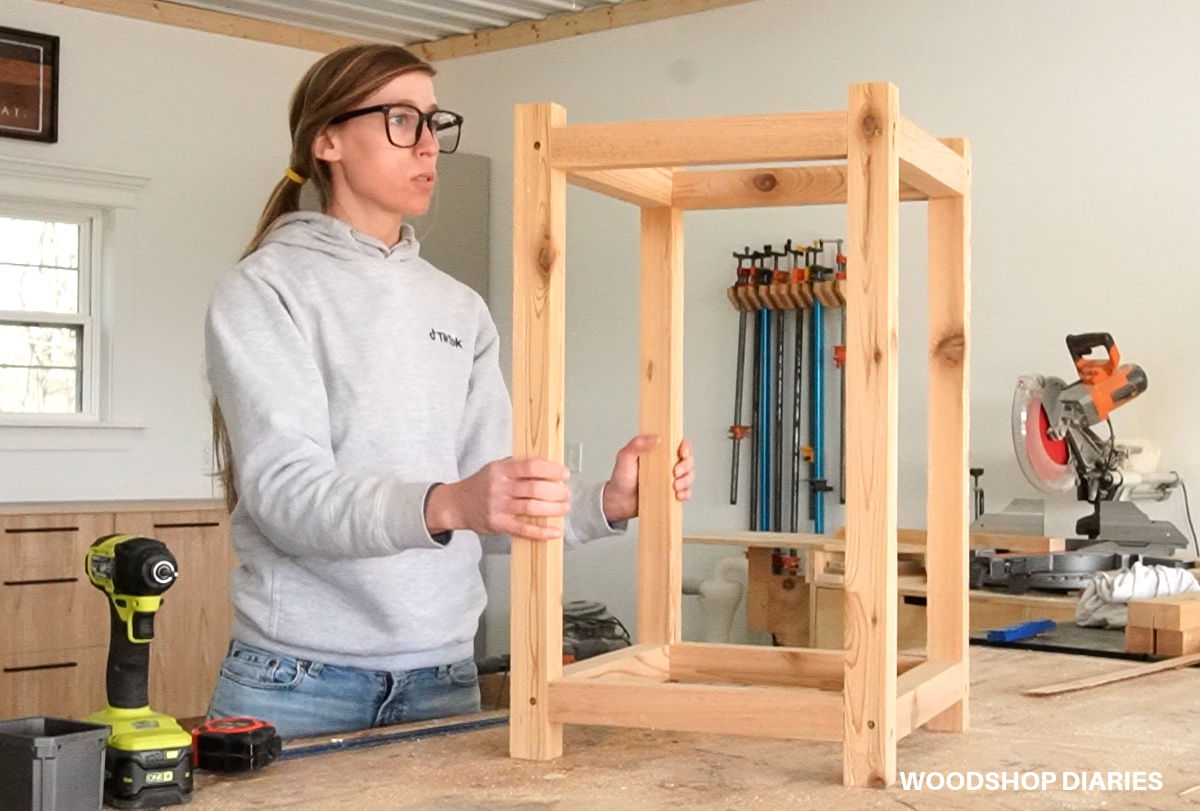 Planter Box frame assembled on workbench