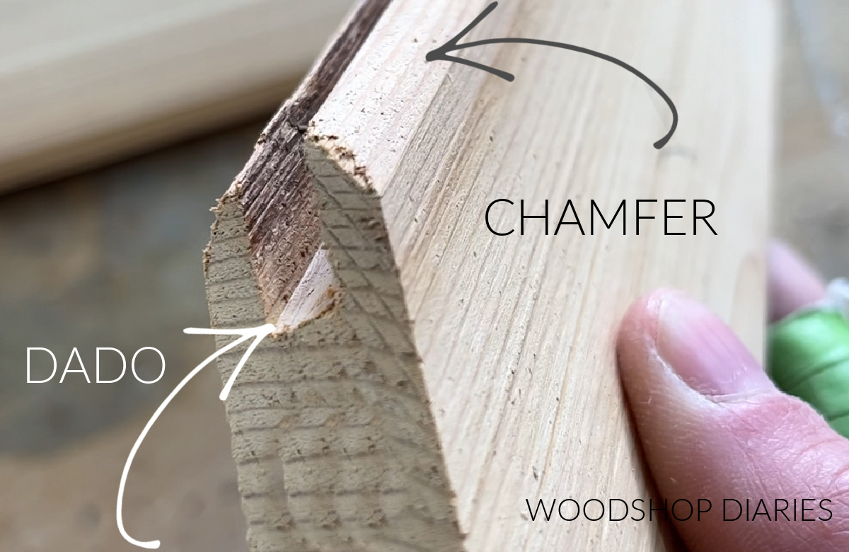 Close up shot of the groove section of a tongue and groove board