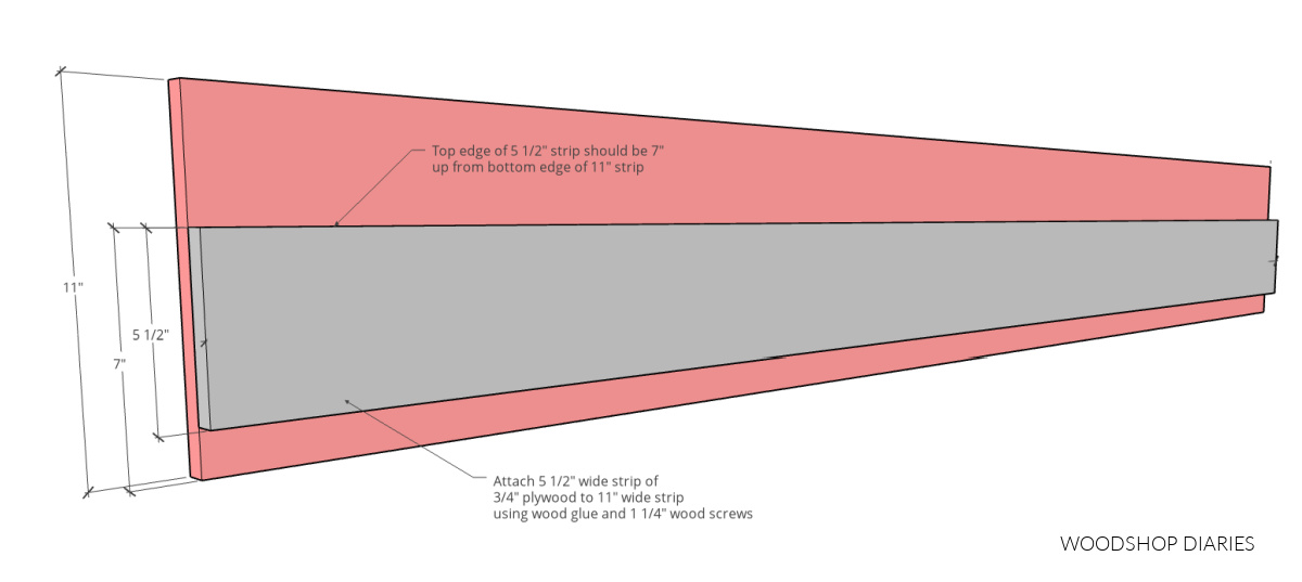 Diagram showing how to build bed frame side rails