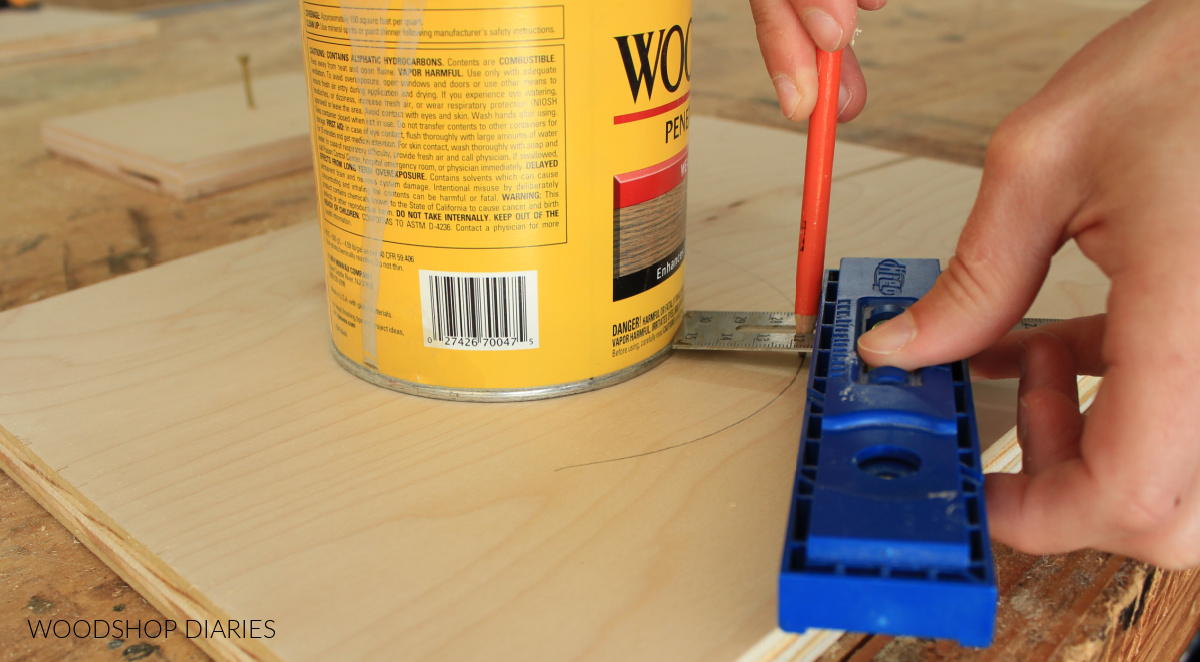 Using a MultiMark tool to draw an offset around existing round object on plywood