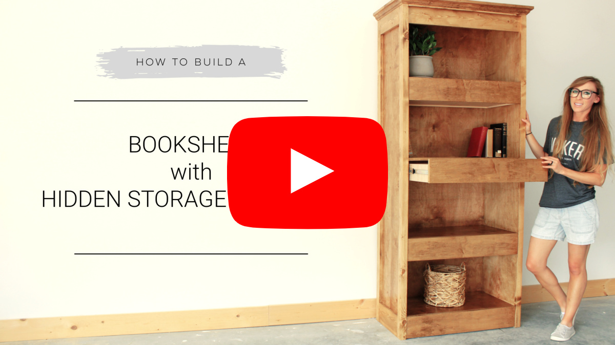 Youtube thumbnail for bookshelf with hidden drawers