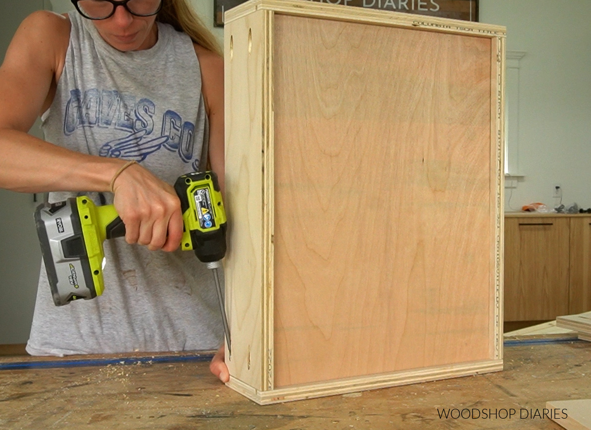 Shara Woodshop Diaries assembling drawer box on workbench