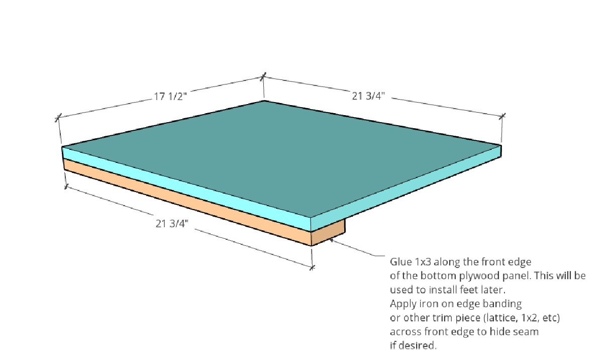 Bottom panel assembly of bedside table build diagram