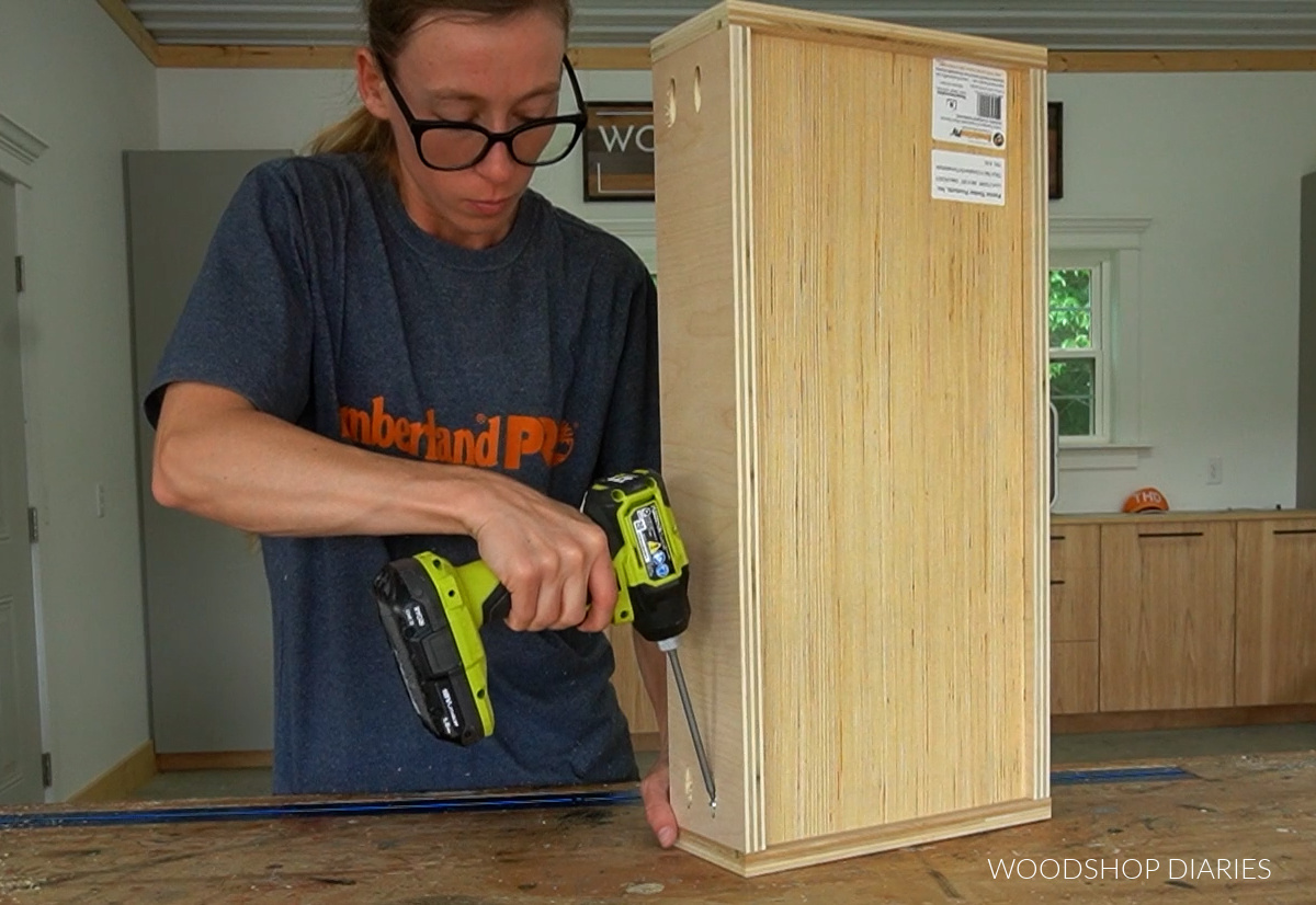 Shara Woodshop Diaries assembling drawer box on workbench