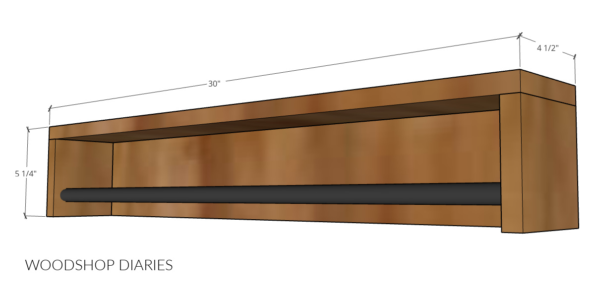 Overall wall shelf dimensional diagram