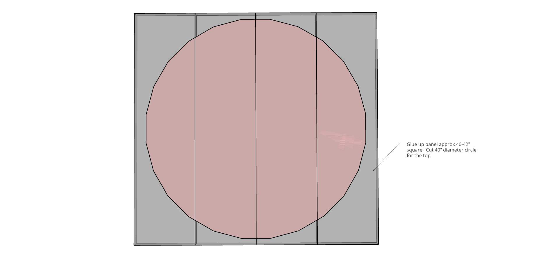 Diagram showing how to glue up 2x2 boards for table top