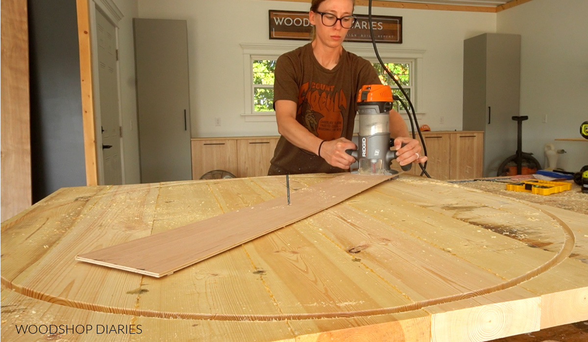 Shara Woodshop Diaries using router to cut circle table top