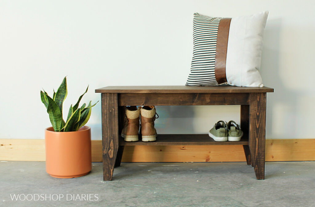 wooden bench with shelf for shoes
