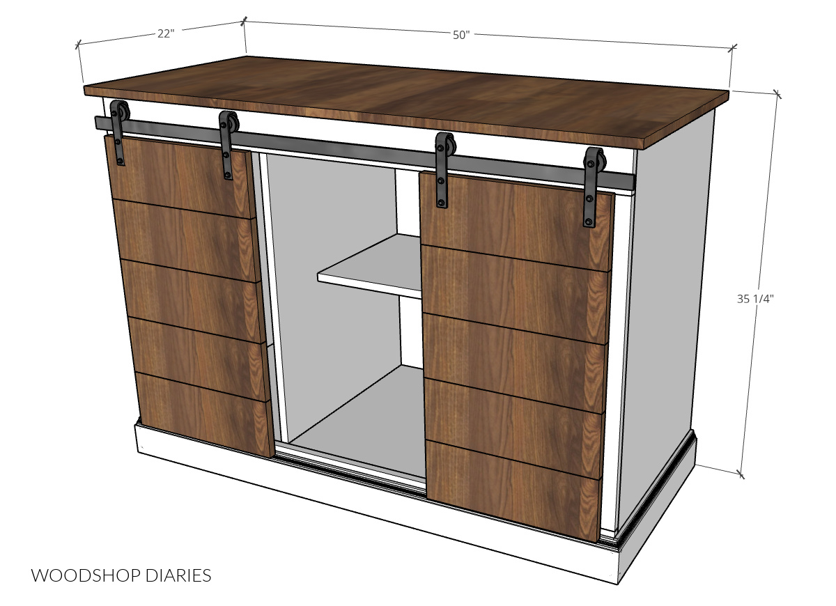Overall dimensional diagram of DIY sliding door cabinet
