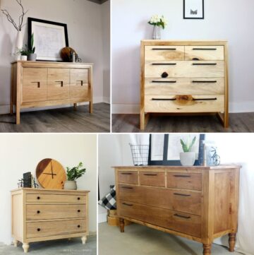 image collage of four DIY dressers you can build