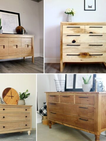 image collage of four DIY dressers you can build