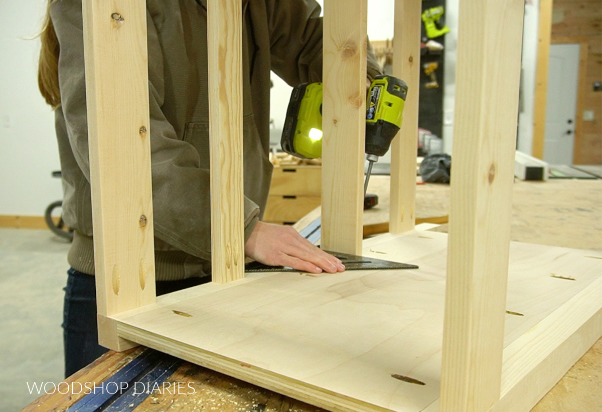 Shara Woodshop Diaries installing drawer dividers into nightstand frame