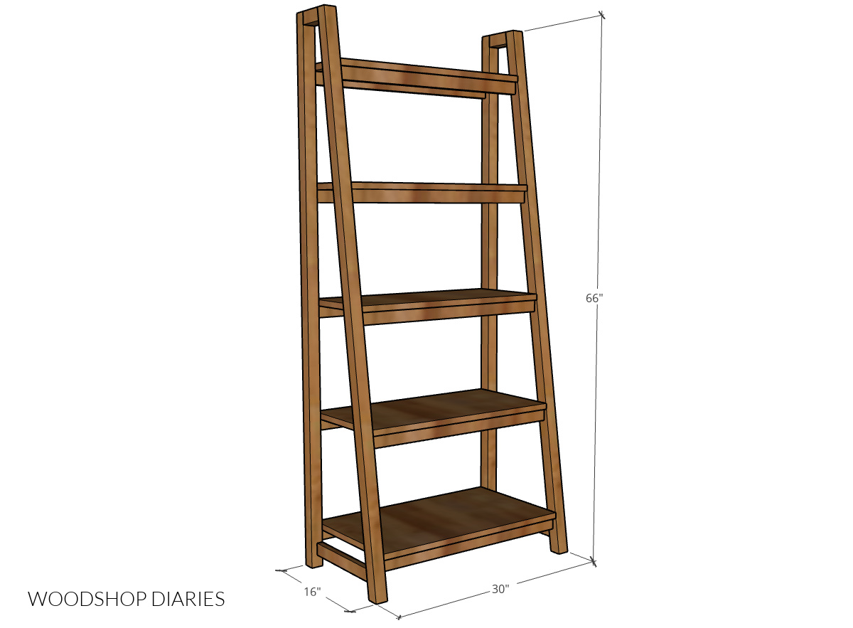 Overall dimensional diagram of DIY ladder shelf