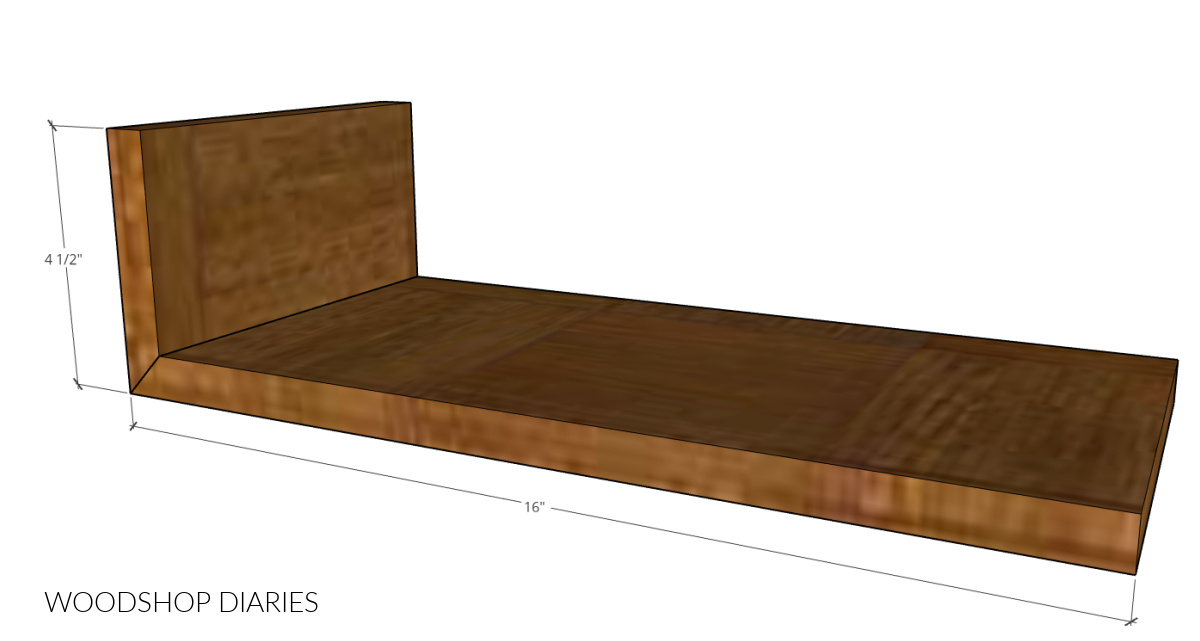 diagram showing dimensions of tray pieces assembled together