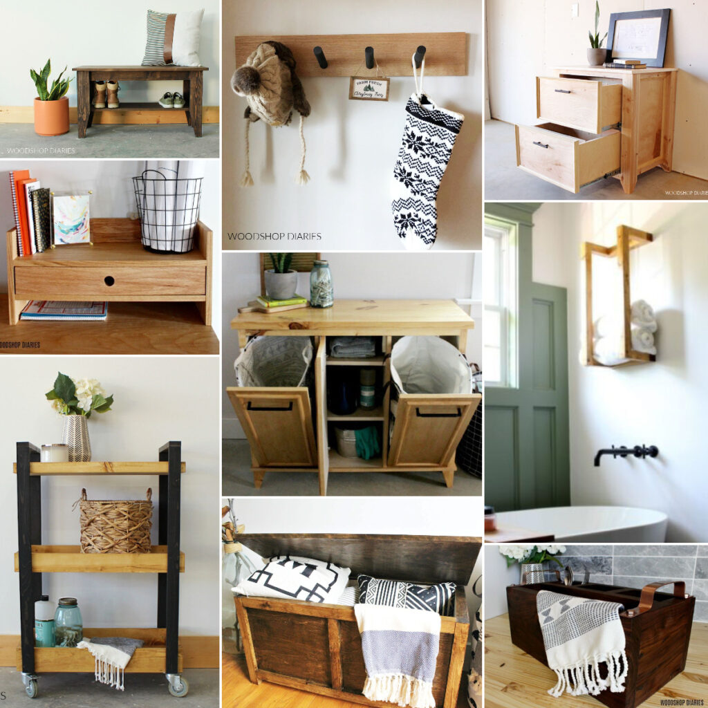 image collage of nine DIY storage Projects