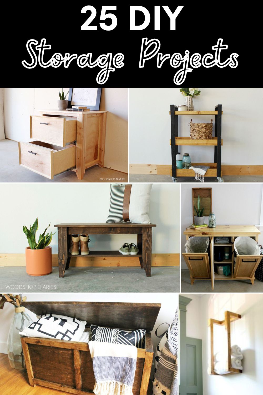 image collage of six DIY storage projects with text overlay