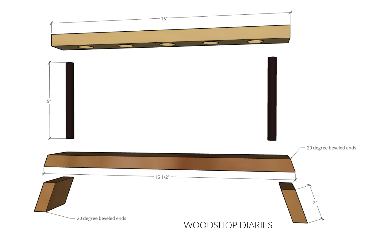 Exploded diagram of parts to build DIY propagation station