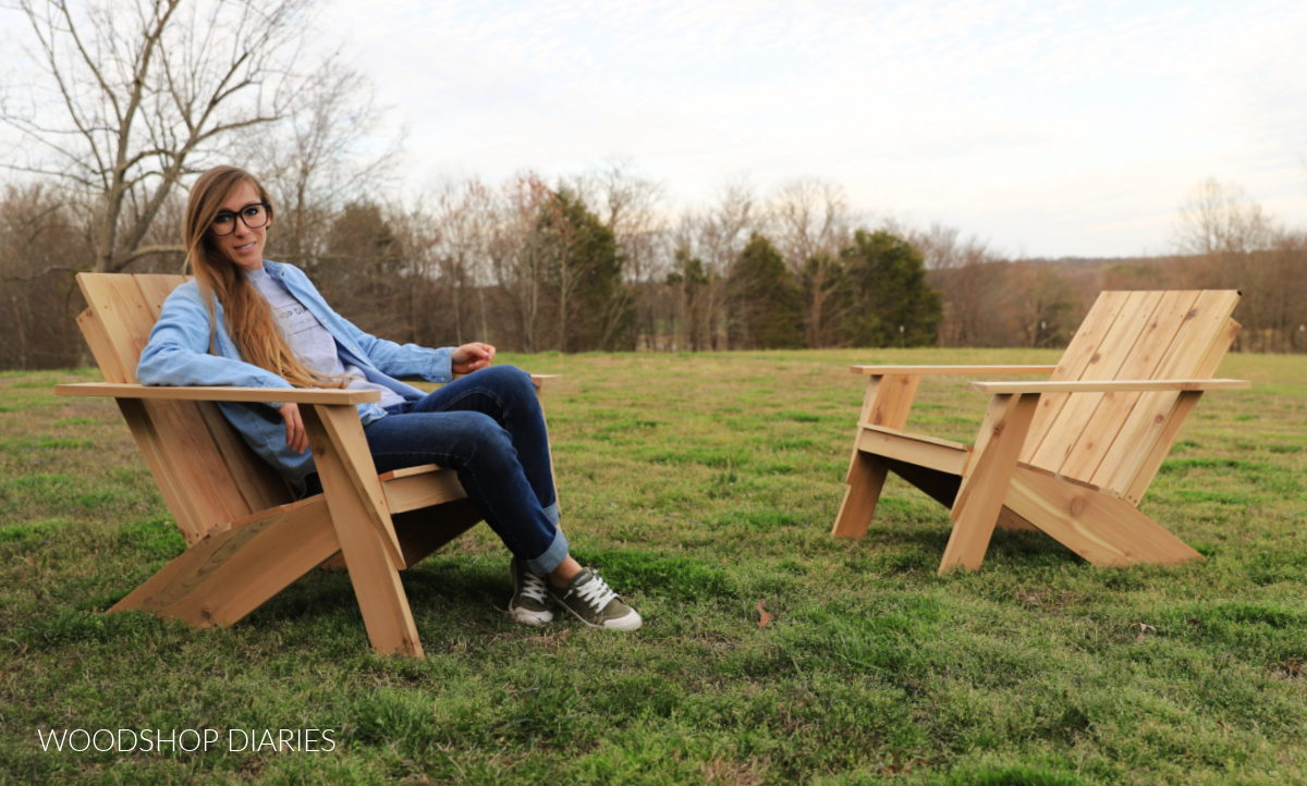 https://www.woodshopdiaries.com/wp-content/uploads/2023/03/Shara-in-DIY-Adirondack-chairs.jpg