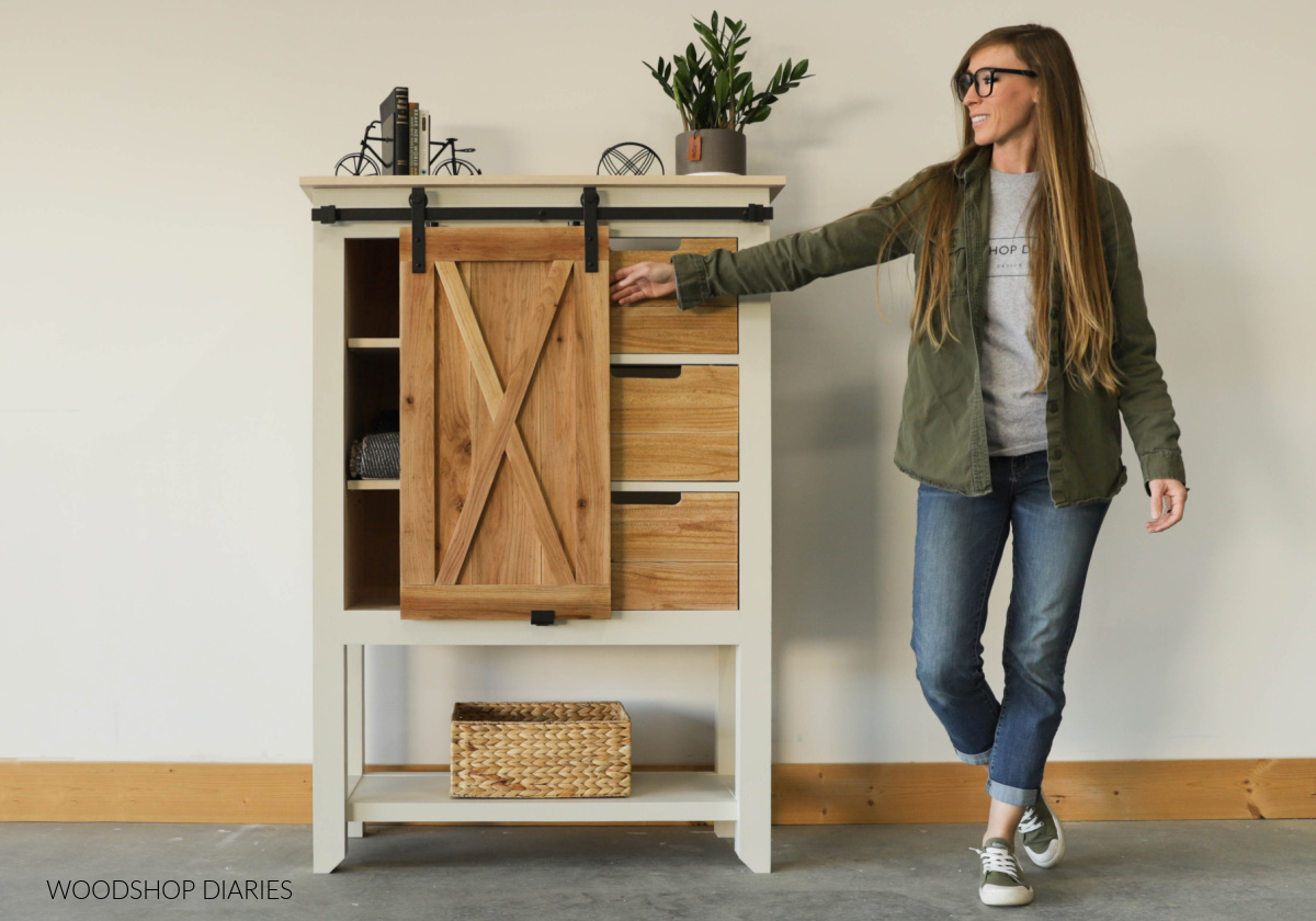 Shara Woodshop Diaries with sliding door dresser