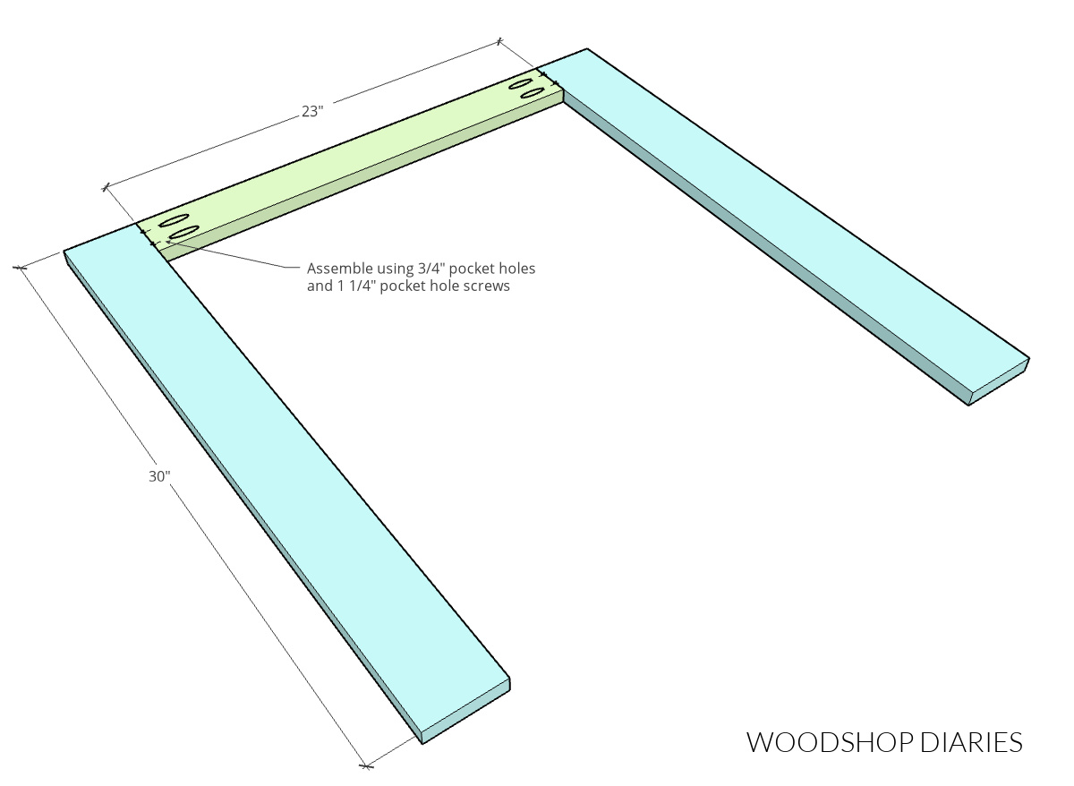 dimensional diagram of arm rest U shape assembly